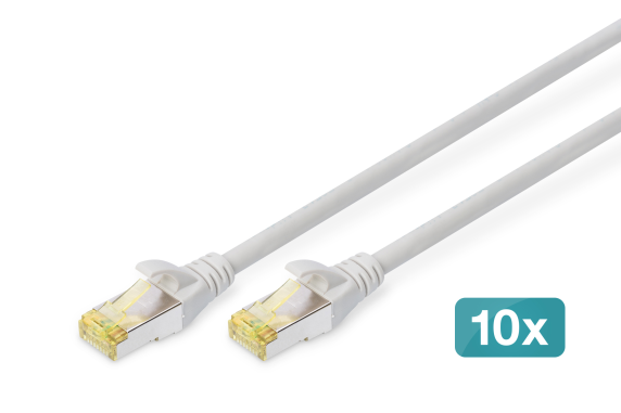 Digitus  |  CAT 6A S / FTP patch cable, 10 pieces  |  DK-1644-A-010-10  |  S / FTP  |  Gray