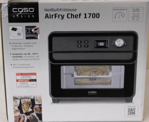 SALE OUT.  |  Caso  |  Air Fryer  |  03000 AirFry Chef 1700  |  Power 1700 W  |  Capacity 22 L  |  Black  |  DAMAGED PACKAGING  |  24 month(s)