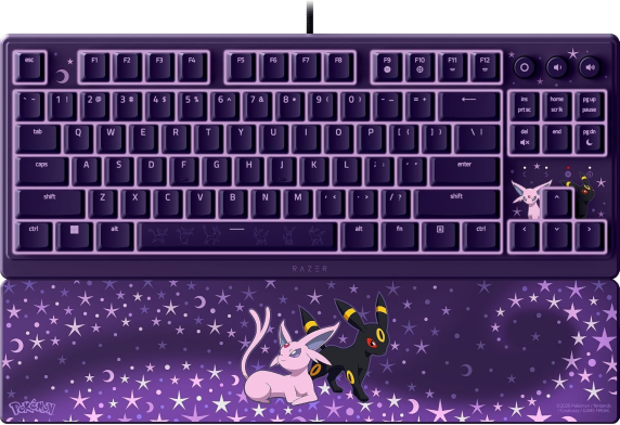 Razer Ornata V3 Tenkeyless  |  Gaming keyboard  |  Wired  |  US  |  Razer Mecha-Membrane Switches  |  Wrist Rest  |  Pokémon Espeon / Umbreon Edition