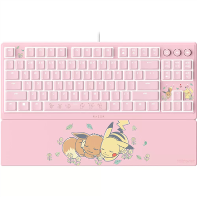 Razer Ornata V3 Tenkeyless  |  Gaming keyboard  |  Wired  |  US  |  Razer Mecha-Membrane Switches  |  Wrist Rest  |  Pikachu Eevee Edition