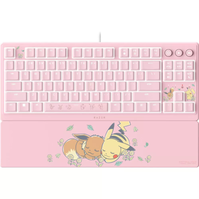Razer Ornata V3 Tenkeyless  |  Gaming keyboard  |  Wired  |  US  |  Razer Mecha-Membrane Switches  |  Wrist Rest  |  Pikachu Eevee Edition