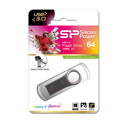 Silicon Power Jewel J80 64 GB USB 3.0 Sudrabs