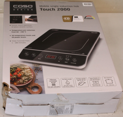 SALE OUT. Caso Touch 2000 Hob, Induction, Width 29 cm, 1 cooking zone, Touch control, Black  |  Caso  |  Hob  |  Touch 2000  |  Induction  |  Number of burners / cooking zones 1  |  Touch  |  Timer  |  Black  |  DAMAGED PACKAGING
