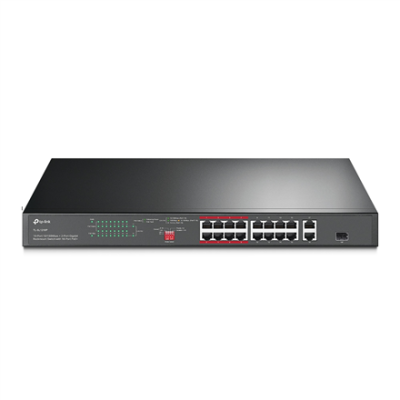 TP-LINK  |  Коммутатор  |  TL-SL1218P  |  Неуправляемый  |  Для установки в стойку  |  Количество портов 10 / 100 Mbps (RJ-45) 16  |  Количество портов SFP 1  |  Количество портов PoE+ 16  |  Тип источника питания 100-240VAC, 50-60Hz