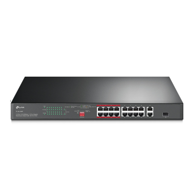 TP-LINK  |  Коммутатор  |  TL-SL1218P  |  Неуправляемый  |  Для установки в стойку  |  Количество портов 10 / 100 Mbps (RJ-45) 16  |  Количество портов SFP 1  |  Количество портов PoE+ 16  |  Тип источника питания 100-240VAC, 50-60Hz