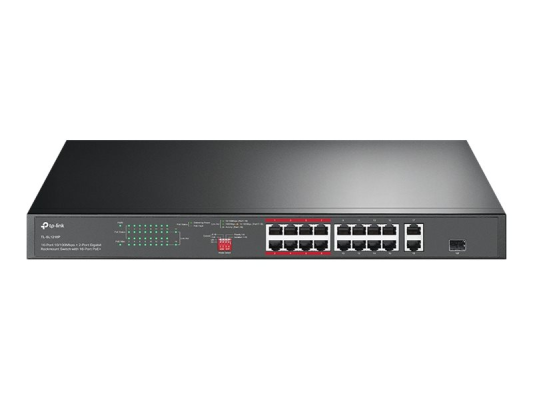 TP-LINK  |  Коммутатор  |  TL-SL1218P  |  Неуправляемый  |  Для установки в стойку  |  Количество портов 10 / 100 Mbps (RJ-45) 16  |  Количество портов SFP 1  |  Количество портов PoE+ 16  |  Тип источника питания 100-240VAC, 50-60Hz