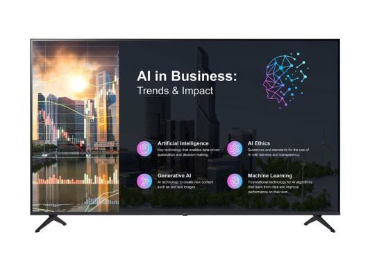 LG 75PK640S0LA  |  Digital signage  |  75 "  |  Landscape  |  16 / 7  |  webOS  |  Wi-Fi  |  300 cd / m²  |  1000000:1  |  8 ms