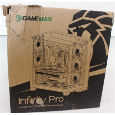 SALE OUT. Gamemax  |  Case  |  INFINITY PRO BK  |  ATX  |  Gamemax Case  |  INFINITY PRO BK  |  ATX  |  DAMAGED PACKAGING AND GLASS. DETACHED AND WARPED GLASS TOP FIXTURE