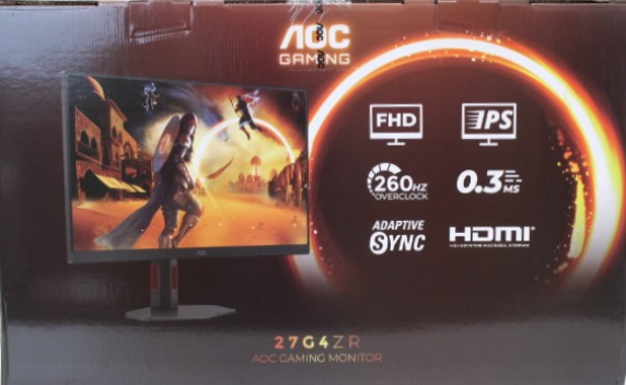 SALE OUT. AOC Gaming 27G4ZR 27" 1920x1080 / 1ms / 300cd / m², HDMI, DisplayPort, Headphone Out  |  SALE OUT.  |  AOC  |  27G4ZR  |  27 "  |  Fast IPS  |  FHD  |  16:9  |  240 Hz  |  1 ms  |  1920 x 1080 pixels  |  350 cd / m²  |  HDMI ports quantity 2  | 