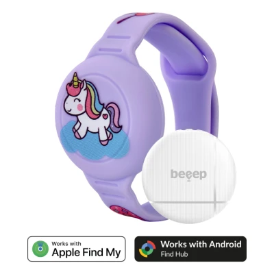 Beeep OneTag Apple Find My & Android Tracker - Kids Wristband Silicon Unicorn