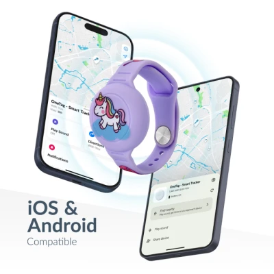 Beeep OneTag Apple Find My & Android Tracker - Kids Wristband Silicon Unicorn