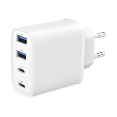 Gembird 4-port 40 W GaN USB PowerDelivery fast charger, White  |  TA-UC-2A2C-PD40-01-W  |  2 x 4 pin USB Type A, 2 x 24 pin USB-C