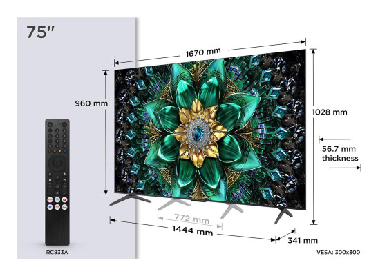 TV Set | TCL | 75 " | 4K Ultra HD | 3840 x 2160 pixels | Flat | 16:9 | QD-Mini LED | 75Q6C