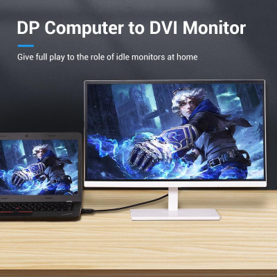 CABLE DP TO DVI 2M / HAFBH VENTION