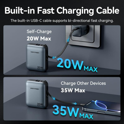 POWER BANK USB 10000MAH 35W / MINI BEIGE FHEN0 VENTION