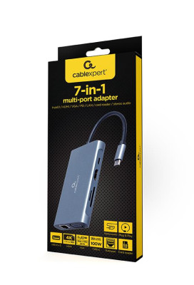 I / O ADAPTER USB-C TO HDMI / USB3 / 7IN1 A-CM-COMBO7-01 GEMBIRD