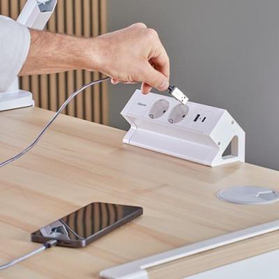 POWER DESK 2 TYPE F / WHITE 100137183 FELLOWES