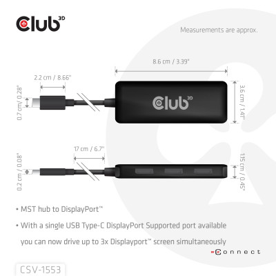 I / O HUB USB-C 3PORT DP / CSV-1553 CLUB3D