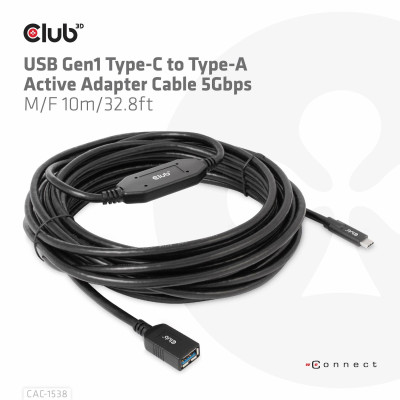 CABLE USB-C TO USB 10M / M / F CAC-1538 CLUB3D