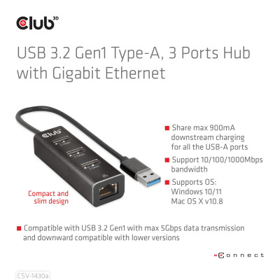 I / O HUB USB3.2 3PORT / CSV-1430A CLUB3D