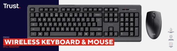 KEYBOARD +MOUSE WRL PRIMO SET / ENG 25347 TRUST