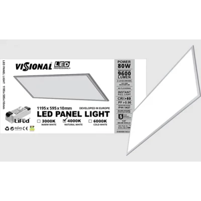 LED панель с OSRAM диодами 60x120 cm, 80W, 4000K, Professional+