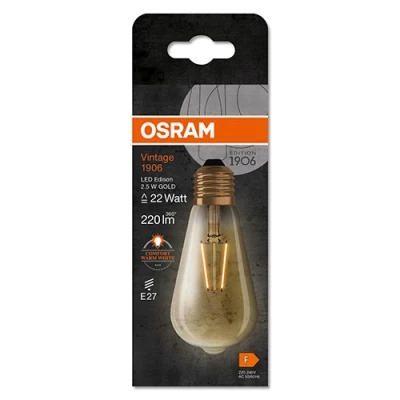 Vintage style LED bulb E27, ST64, 2.5W, 220Lm, 2400K