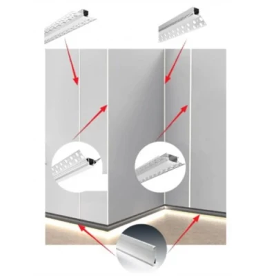 Anodized aluminum profile for 1-2 rows of LED strip HB-61X14