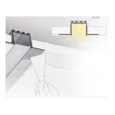 Anodized aluminum profile for 1-2 rows of LED strip HB-61X14