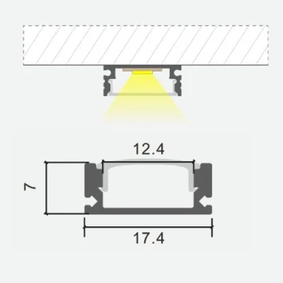 Anodized aluminum profile for LED strip HB-17.4X7BC