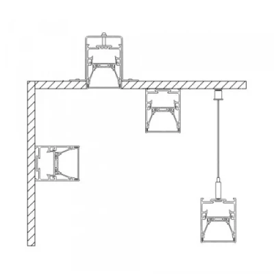 Anodized high aluminum profile for 1-4 rows of LED strips HB-75X50