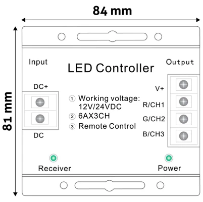RGB Контроллер для LED ленты с пультом 12-24V, 216W