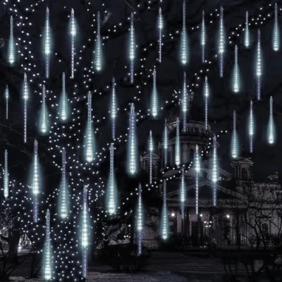Рождественская гирлянда - звездный дождь для помещений и улицы, 50cm, 8 шт, белый, IP44