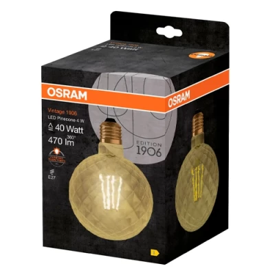 Vintage style LED bulb E27, G125, 4W, 470lm, 2400K