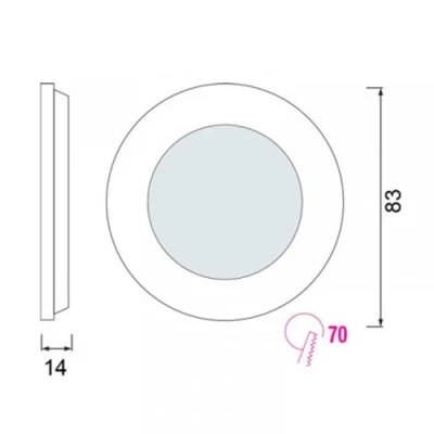 LED iebūvējams panelis 3W 4200K SLIM-3