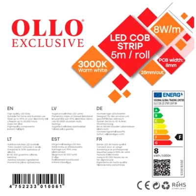 LED Lente COB 3000K, IP20, 12V, 8W