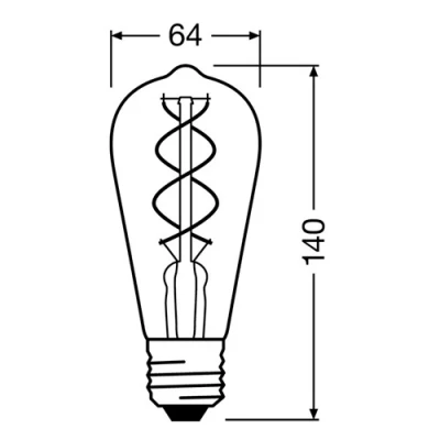 LED лампа в винтажном стиле E27, ST64, 4W, 300lm, 2000K