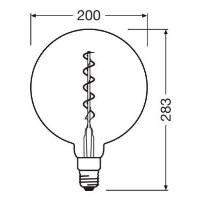 Vintage style LED bulb E27, G200, 4W, 110lm, 1800K