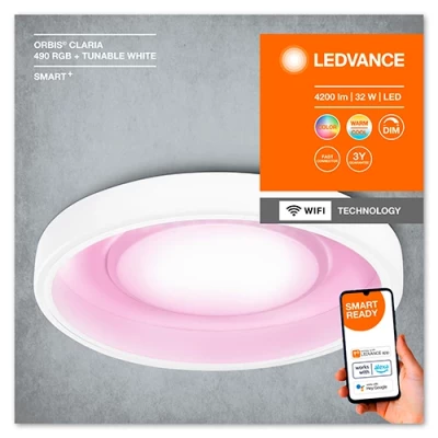 Griestu viedā lampa SMART+ Orbis Claria 32W, CCT, IP20