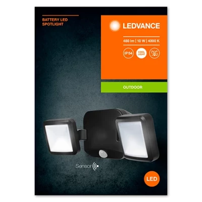 Fasādes gaismeklis 10W, 4000K, IP54 BATTERY LED SPOTLIGHT DOUBLE