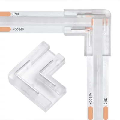 Stūra savienotājs 8 mm COB LED lentei, L tips