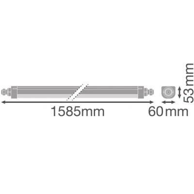 LED linear luminaire 150cm, 62W, 4000K, IP66 DAMP PROOF COMPACT