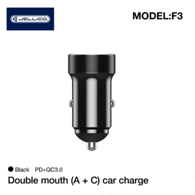 Car charger USB A, USB-C (Type-C), 12-24V, 3A