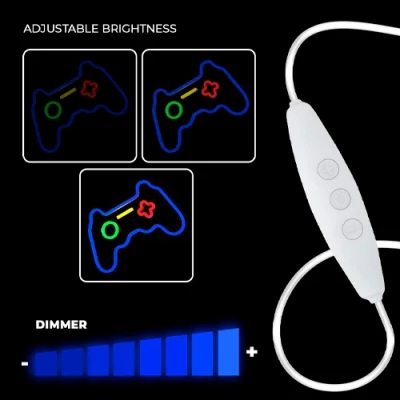 LED Neona gaismas izkārtne - GAMEPAD, daudzkrāsains