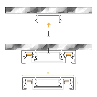 SLIM 2m surface plaster magnetic rail