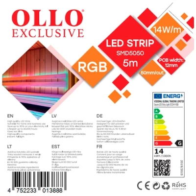 LED Lente saunai un pirtij 2835, RGB, IP68, 24V, 14W