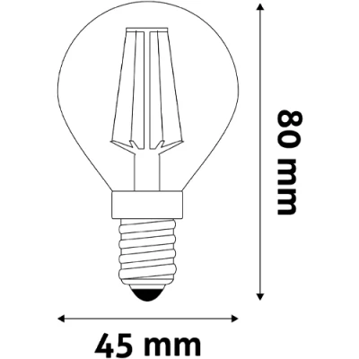 LED лампа E14, G45, 6.5W, 806lm, 2700K, white filament