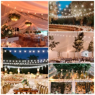 Set of outdoor 100m garlands for gardens and terraces with E27 lamps