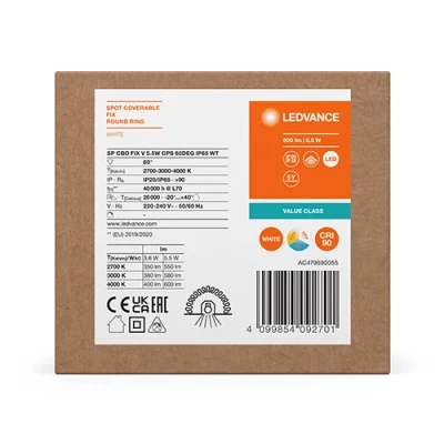 LED built-in light 5.5W, 2700-3000-4000K, IP65, SPOT COMBO FIX