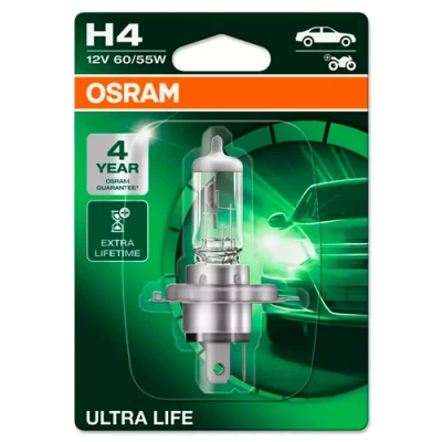 Галогенная лампа H4, 12V, 60/55W, серия ULTRA LIFE